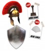 BNDL08 - HBO Rome Armor Helmet With Plume (IR80553A) + Lion Shield (IR80702) + Head Liner (IR8050A) + (IR8050) Wood Stand